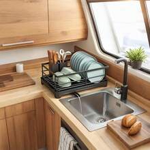1个带排水系统的重型碗碟晾干架 - 节省空间的台面收纳整理架，无需钻孔，易于清洁，适用于厨房、餐厅 - 彩色 - 查看 6