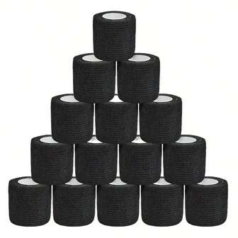 12/22/13/23/17片装黑色绷带卷 运动胶带，纹身机专用黑色自粘绷带，黑色运动胶带，粘性绷带