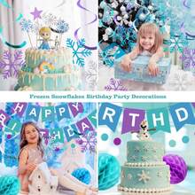 Frozen Birthday Party Decorations - Happy Birthday Banner With Honeycomb Balls, Snowflake Hanging Swirls Streamers, Circle Dots Garland Decorations - Birthday Decorations For S S - Trending, Best Seller, New Arrival, Party Supplies, Elegant Decor, Party Decoration, Wedding & Birthday - 彩色 - 查看 3