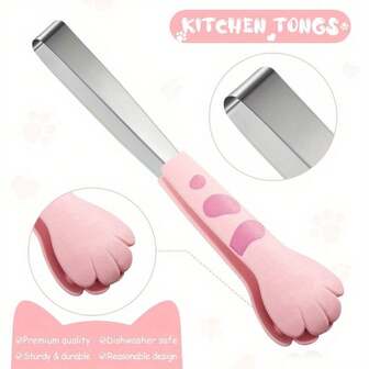 1pc Stainless Steel Cat Paw Tongs, Multipurpose Kitchen Tongs For Cooking, Salad, Bacon, BBQ, Buffet, Salad Server
