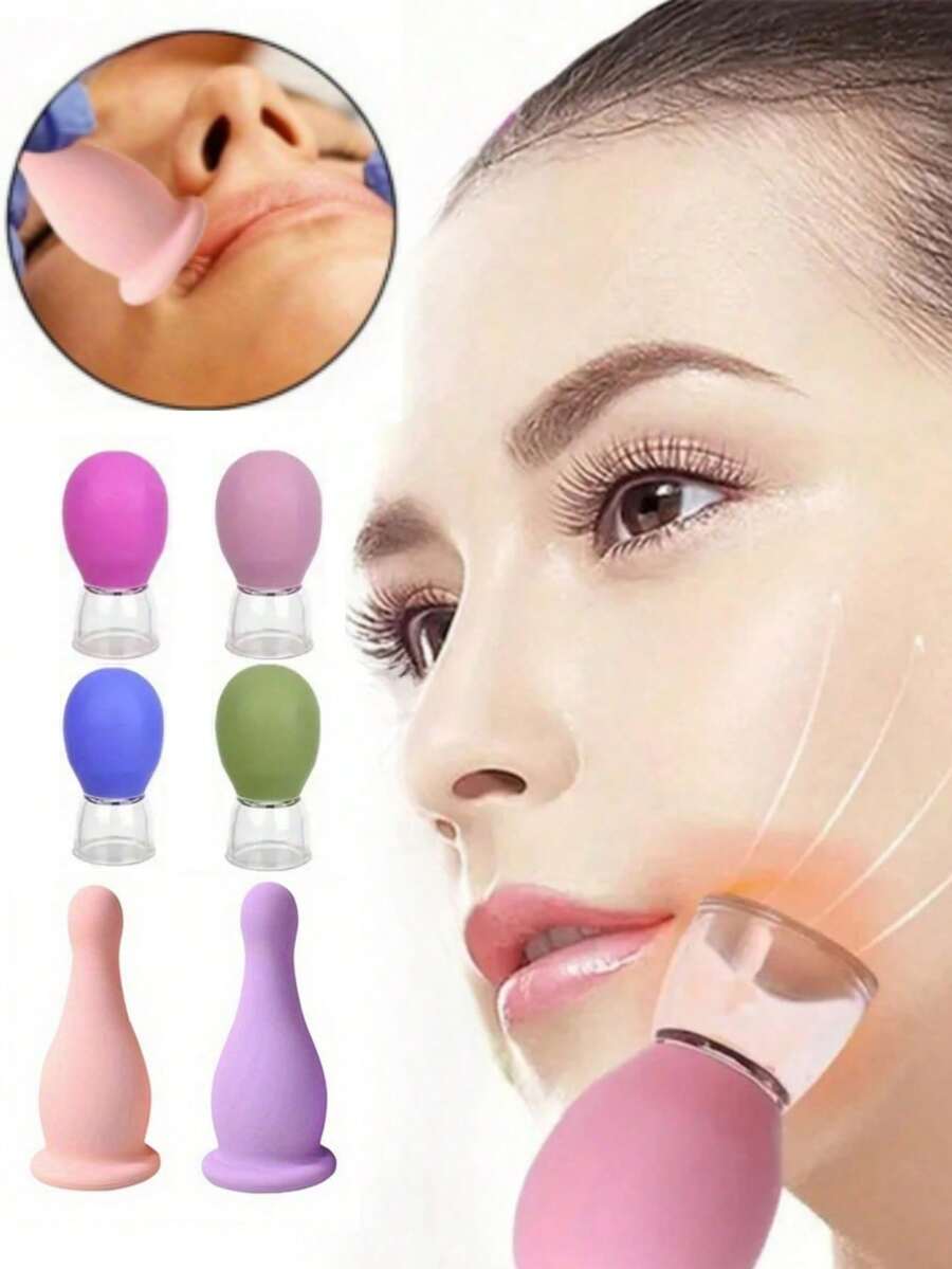 1pc Mini Face Lifting Beauty Cupping Set, Portable Soft Gel Acupoint Meridian Scraping Massage Cupping For Forehead, Lymph, Shoulder & Neck, 1 Small Face Cupping Tool + Long Silicone Cupping