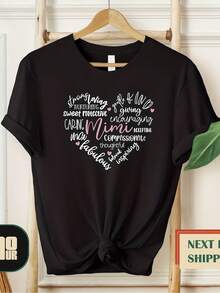 Mimi Heart Shirt, Mimi Gift, For Mama Heart Shirt, Funny Mimi Tee, Mothers Day Gift, Mimi Birthday Gift, Best Mimi Tee, Mimi  Tee,This Fun Printed Casual T-Shirt Is The Perfect Gift For Valentine's Day/Christmas - 款式12 - 查看 1