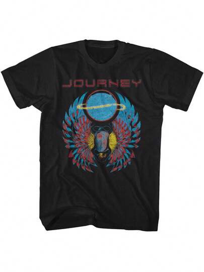 Camiseta gráfica de Journey Band, 100% algodón, camiseta casual de cuello redondo, ajuste regular, con diseño de escarabajo multicolor y celestial, para hombres, tejido de punto para todas las estaciones con ligera elasticidad