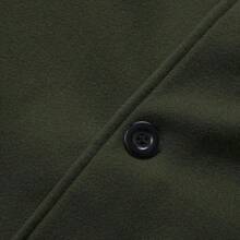 Coat Men Wool Single Breasted Notched Lapel Collar Pea Coat Winter F Warm Business Mid Long Outwear Overcoat - A01-黑色 - 查看 10