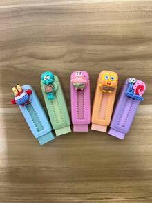 1pc/5pcs SpongeBob Themed Erasers, Creatively Designed And Adorable. Made Of High-Quality Materials, Smooth Surface, Easy To Wipe. Suitable For School And Office Use. An Ideal Choice For School Supplies, Teacher Gifts, And Durable Erasers. Also A Great Birthday Or Christmas Gift. - Multicolor - View 2