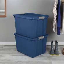 Large Storage Bin, 20 Gallon Plastic Storage Container With Latch Lid, Blue - 單身的 - 查看 7