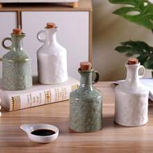 1pc Retro Ceramic Oil Pot With Lid, Dual-Use Sprayer & Pourer, Kitchen Household High-Quality Oil Dispenser, Can Store Cooking Oil, Soy Sauce, Water, Practical Kitchen Tool, 15.5cm Height X 8cm Diameter - Multicolor - View 8