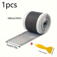 1 pieza Cinta reparadora de pantalla impermeable - Parche de malla autoadhesivo resistente al desgarro, película selladora para ventanas, puertas, mosquiteras y varias superficies - Gris Claro - Ver 12