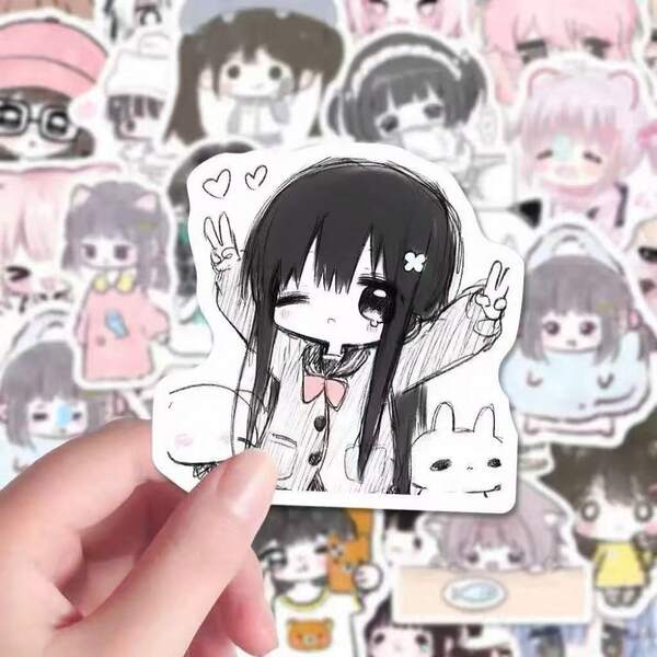 62 piezas de pegatinas de personajes de anime lindos, pegatinas de dibujos animados de estilo kawaii, adecuadas para fundas de teléfonos móviles, escritorios, tazas de agua, decoración de vidrio