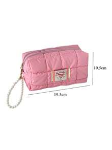 1 Stück 5 einfarbige weiche Damen Make-up Tasche mit großer Reißverschlussöffnung, geeignet für Kosmetik, Lippenstifte, Schmuck, Taschentücher, Damenbinden, Stoffdruck im süßen Stil, Kulturbeutel mit Reißverschluss, Clutch, Tasche, Damen Clutch, Geschenke für Frauen, Weihnachtsgeschenke, Geschenkideen für Frauen - Verschiedenfarbig - Übersicht 10