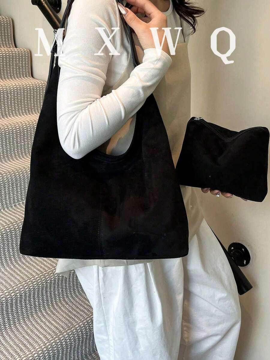 1 件 YouBei 绒面革腋下包女士单肩斜挎包（带小袋），适合女孩、女士、大学生、年轻专业人士，非常适合工作、商务、通勤、上学