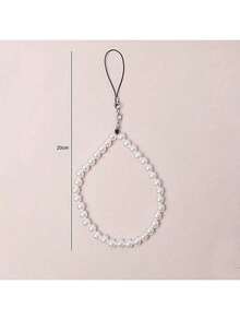 1 件仿珍珠串珠手机挂绳，防丢失手机带，适合送给母亲、家人、朋友、生日、节日的礼物，手机挂饰，手机链