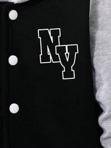 Boys' Letter Print Baseball Jacket And Pants Set