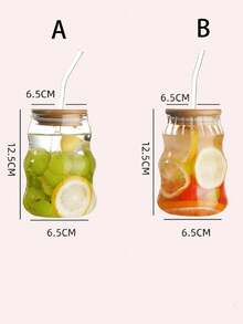 1-Piece Glass Coffee Cup, Beautiful Drinking Cup For Iced Coffee, Tea, Juice, Unique Coffee And Tea Cup, Modern Waveribbed Design, Summer Cold Drink Cup, Bar Glassware, Female Creative Gift, Household And Kitchen Essentials