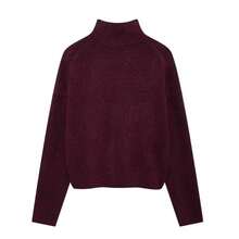 Seelio Autumn/Winter New Women's Fashion Minimalist Soft All-Match High Neck Long Sleeve Knit Sweater - Burgundy - View 2