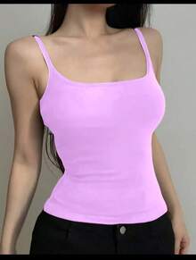 Basic Women's Tank Top With Straps. Basic Baita Nightgown/Vest - Púrpura malva - Ver 1