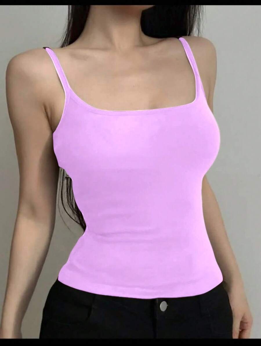 Basic Women's Tank Top With Straps. Basic Baita Nightgown/Vest - Púrpura malva - Ver 1