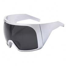 1pc Men's Fashion Sports Glasses, New Oversized Frame Face Shield Wrap-Around Futuristic Tech Style, Gift, Suitable For Glasses, Everyday Outdoor Cycling, Hiking, Sun Protection, Anti-Wind, Anti-Fog - Multicolor - View 2