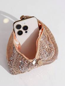 Túi cầm tay mini đính đá trang trí, túi xách dự tiệc hình dáng độc đáo, túi đựng đồ trang điểm, túi tote thời trang thủ công - Rượu sâm banh - Xem 9
