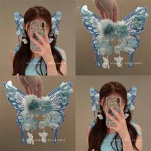 A Large Butterfly Hair Clip With Flowers And Silk Flowers, Side Clip, Super Fairy Fluttering Moth, Sweet Princess Hair Accessory, Ancient Style Hanfu Hair Ornament - 2 - 查看 1