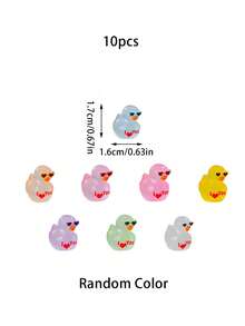 10/20个装夜光迷你树脂鸭摆件，黑暗中会发光的迷你鸭子，戴着心形太阳镜，上面写着“我爱你”，小动物摆件，完美的情人节礼物，适合DIY仙女花园、情人节装饰品、家庭办公桌摆件、感官游戏盒、收藏展示、汽车内饰配件、生日派对礼物。