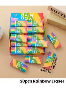 1/5/10/20 彩虹橡皮擦，超干净无残留 2B 手柄橡皮擦，适用于绘画和书写，是艺术学生在学校使用的理想选择，也是返校用品，完美的圣诞节和万圣节礼物，学校用品，派对礼品袋填充物。 - 彩色 - 查看 8