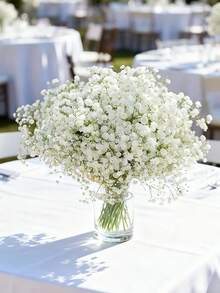12/6pcs Artificial Baby's Breath Flowers, White Baby's Breath, Wedding Decor, Stem Bouquet, Realistic Touch, Suitable For Home & Office Decor, Flower Arrangement, Artificial Center Piece, Outdoor Garden & Yard Decor, Wedding Birthday Bride Gift Party Decoration - White - View 10