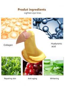 100 Parches Duo para Ojos Mascarilla de Colageno 24k oro Anti Envejecimiento - Dorado - Ver 10