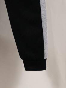 男童字母印花棒球夹克和裤子套装 - 黑色 - 查看 4