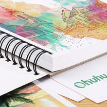 Ohuhu Marker Pads Art Sketchbook, 7.6"X10" Large Paper Size, 120LB/200GSM Heavy Smooth Drawing Papers, 60 Sheets/120 Pages, Spiral Bound Sketch Book For Alcohol Markers Christmas Gift - 7.6"x10" - 查看 6