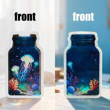 1pc Cute Star Shaped Piggy Bank, Creative "Jellyfish In A Bottle" Piggy Bank, Unique "Flowers And Girl" Piggy Bank, New Year Gift For Family, Friends, Roommates, Classmates, Desktop Decor And Storage, 1pc 3D Water Bottle Shaped Desktop Decor Piece, Acrylic Double-Sided Different Prints, Suitable For Dried Flowers And Artificial Plants, Multi-Functional Decor Piece - Multicolor - View 8