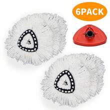 Spin Mop Refill With Mop Base,6 Pack Fit O-Cedar Easy Wring Spin Mop Replacement Heads - Microfiber Replacement Mop Head Refills For Triangle Spin Mop - 紅白色 - 查看 2
