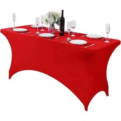 6ft Stretch Spandex Table Cloth For Standard Folding Tables Universal Rectangular Fitted Tablecloth Protector For Wedding