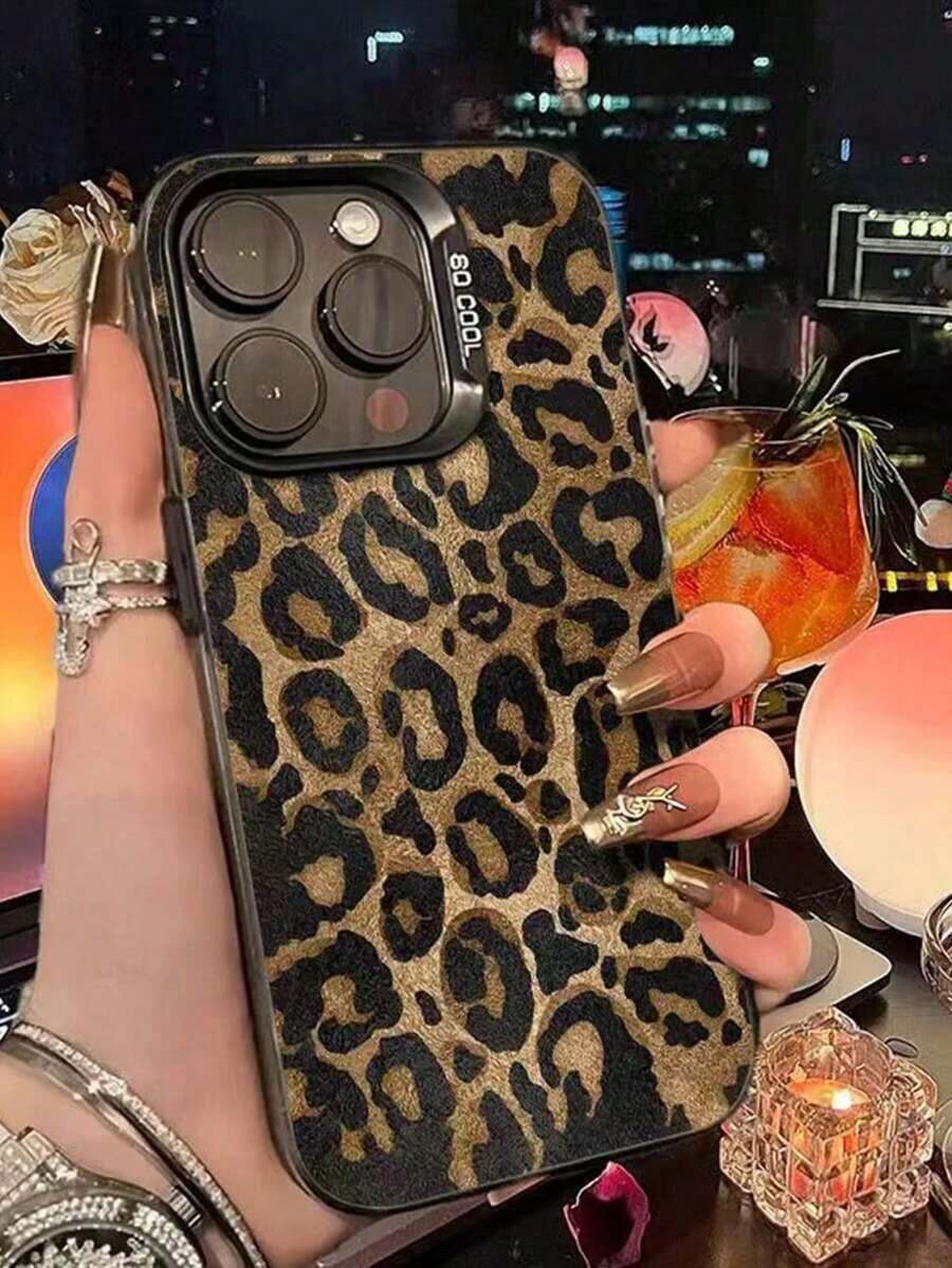 1 Piece Animalistic Leopard Pattern Personalized Lens Protection Phone Case Compatible With IPhone 11 12 13 14 15 16 Pro Max, Waterproof, Shockproof, Scratch-Resistant - 透黑 - 查看 1