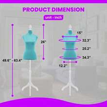 Mannequin Torso Manikin Dress Form Height Adjustable Dress Model Display Torso Body Tripod Stand Clothing Forms - màu xanh lá - Xem 3