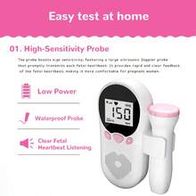1 pieza Doppler fetal, Estetoscopio para el embarazo para el hogar, Monitor de frecuencia cardíaca fetal Doppler de alta sensibilidad de 3.0 Hz y precisión