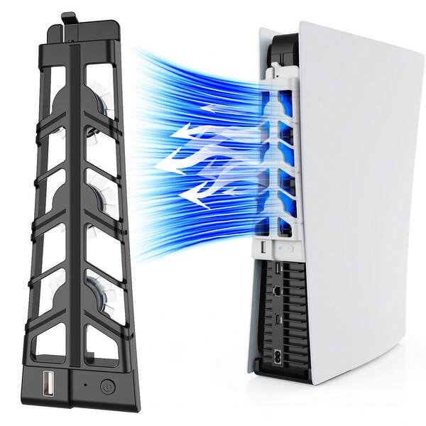 Sistema de Resfriamento de Alta Velocidade com 3 Ventiladores, Função de Memória e Luzes LED, Acessório de Resfriamento para Console P5 Ultra Slim, Melhora a Circulação de Ar e a Dissipação de Calor Eficiente