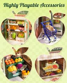 Robotime Rolife Super Creator DIY Plastic Miniature House Building Set - 3D Puzzle With Dustcover, Compatible With Mini Figures, And A Variety Of Themes. This 3D Model Toy Is Suitable For Teenagers And Adults, Making It An Ideal Christmas Or Birthday Gift - 01-Fresh Fruit Shop - 查看 6
