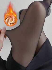 1 Piece 80g Milk Coffee Transparent Women's Tights, Spring/Autumn/Winter Pantyhose For Business And Sexy Look, New Autumn Style For Women, Warm, Elegant For Daily Office (Suitable For 5-15) ° C), Cozy - màu đen - Xem 11