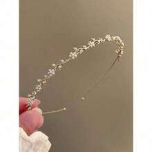 Elegant 1pc Simple Alloy Headband With Faux Pearl & Flower & Rhinestone Decor For Women,Gold Head Piece Valentine's Day Valentines,Hairband,Hair Hoop,Hairband,Hair Hoop Headbands