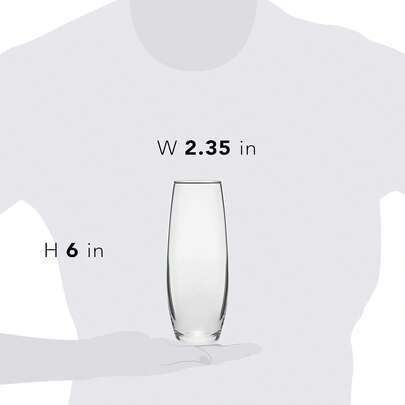 Libbey Juego de 6 Copas Flauta de Vidrio Stemless de 283 ml