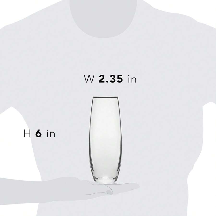 Libbey Juego de 6 Copas Flauta de Vidrio Stemless de 283 ml - Transparente - Ver 1