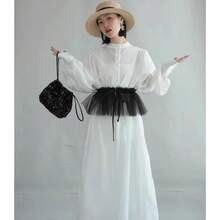 1pc Tulle Pleated Mini Skirt, Lace Shawl With Tie, Kawaii Ballet Style - Multicolor - View 6