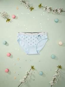 Paquete de 5 Braguitas de Bikini de Algodón con Estampado Kawaii de Gato y Corazones | Colores Pastel Surtidos (Rosa, Menta, Amarillo, Azul) | Talle Medio Elástico | Cómodas, Transpirables y Sin Costuras | Ropa Interior Lluvlette Estilo Casual Cute - Multicolor 10-12 - Ver 5