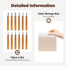Aohuada Gdrasuya10 12Pcs Wood Carving Kit - Professional Woodworking Gouges & Chisels - Steel Blades With Wooden Handles - Ideal Gift For Woodworking Enthusiasts
