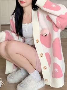 おしゃれな女性用のゆったりとした白（またはピンク）のカーディガンコート - ボタンフロントのスーツスタイルのジャケット、H型カット、冬に暖かく保つための長袖、カジュアルとオフィスの両方に適しており、お手入れが簡単（手洗い/ドライクリーニング） - 多用途のコート - ピンク - チェックする 3
