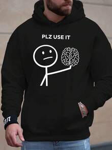Sudadera Casual de Invierno de Una Pieza, Camisa de Manga Larga de Color Sólido para Hombre, Sudadera Formal con Gorro Gratis - Moda Americana, Adecuada para Adolescentes - Negro - Ver 6