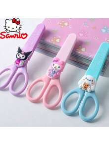 1 把 Sanrio Kuromi 手工剪纸剪刀，可爱时尚，便携式 DIY 剪纸工具，带保护套，文具 - 彩色 - 查看 2