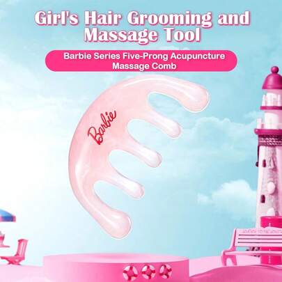 Miniso Peine de masaje Barbie de cinco garras con dientes de silicona redondos, masaje suave de meridianos, limpieza de meridianos para el cuidado diario del cabello (1 pieza)