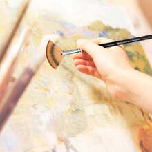 Painting Brush Nylon Hair Birch Handle Fan shape Gouache Watercolor Drawing Pen Art Supplies(6Pcs ) - Camel - Ver 3